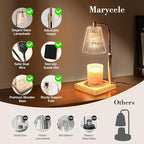 Marycele Candle Warmer Lamp with Timer Dimmer, Christmas Birthday Gifts for Mom Women Sister Her, House Warming Gifts, Thanksgiving Decorations for Office Room Home Decor, Clear Adjustable Wax Warmer