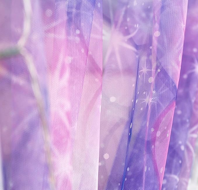 Mengersi Tie Dye Canopy Bed Curtains with Lights,Gradient Ombre Bed Canopy for Girls,Canopy for Bed Princess Bed Drapes for Girls Room Decor(Twin,Purple)