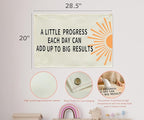 Mental Health Inspirational Rectangular Banner-Positive Affirmation Flag for Kids Teen Counselor Teacher,Classroom Therapy Office Homeschool Reading Room Wall Decor-A Little Progress Each