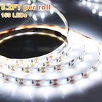 16.4FT Daylight White LED Strip Light with USB Plug+Battery Box Operated, 6000K Soft White Ribbon Strip, Adhesive 300LED Flexible Strip Tape for Kitchen Bedroom Under Cabinet TV Computer
