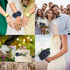JOYLEX Artificial Flowers Realistic Roses, Real Looking Fake Roses with Stem for DIY Wedding Bouquets Centerpieces Bridal Shower Party Home Romantic Decorations (Navy Blue, Regular 3" - 200pcs)