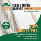 GO Premium Plush Soft Throw Blanket for Couch - White Fleece Blanket for Living Room, Bedroom, Home Decor - Small Couch Blanket for Men, Women (50x60 Inches)