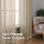 OVZME Taupe Sheer Curtains 90 Inches Long 2 Panels - Soft Light Filtering Window Sheer Panels for Living Room/Bedroom, Top Dual Rod Pocket, 1 Pair, Each 42Wx90L Inches