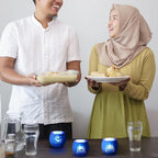 VIHOSE 3 Set Ramadan Decorations Eid Mubarak Votive Candle Holders Ramadan Glass Tea Light LED Battery Operated Candles Flameless Lights for Home Mubarak Party Islamic Muslim Table Centerpieces Decor