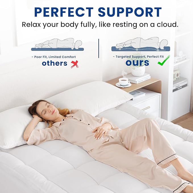 Twin XL Mattress Topper, Extra Thick Pillowtop, Cooling and Plush Mattress Pad Cover for Back Pain,Soft Mattress Protector Cover with 8-21 Inch Deep Pocket(39''x80'')