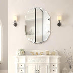 Pregaspor Single Beveled Edge Bathroom Vanity Mirror, 20" x 28" Oval Wall Mirror, Shatterproof Frameless Mirror for Over Sink, Restroom