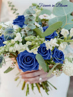 MACTING Artificial Flower Roses 30PCS Real Touch Fake Flowers with Stem Foam Roses for DIY Wedding Bouquets Backdrop Party Bridal Shower Spring Home Mothers Day Decorations(Dark Royal Blue)