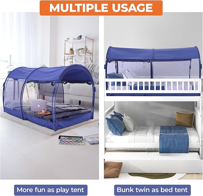 Alvantor Mosquito Net Bed Canopy Bed Tents Dream Tents Privacy Space Full Size Sleeping Tents Indoor Pop Up Portable Frame Breathable Cottage Navy (Mattress Not Included)