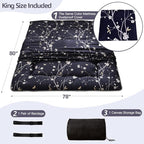 MAXYOYO Navy Floral Printed Japanese Floor Mattress Rustic Style Futon Mattress Foldable Bed Roll Up Camping Mattress Floor Lounger Bed Couches and Sofas Mattress Topper King Size