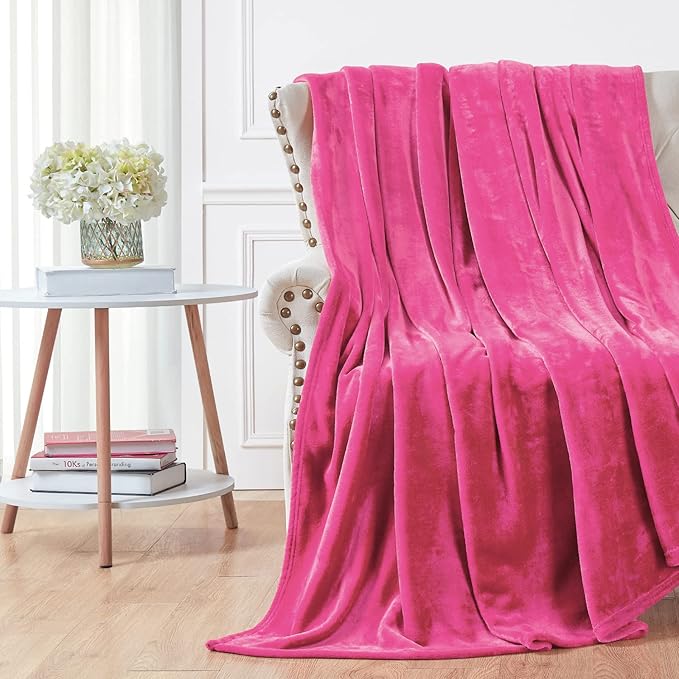 Walensee Fleece Blanket Plush Throw Fuzzy Lightweight (King Size 108x90 Hot Pink) Super Soft Microfiber Flannel Blankets for Couch, Bed, Sofa Ultra Luxurious Warm and Cozy for All Seasons