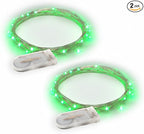 2 Sets 20 LEDs Green Color String Lights Silver Wire Indoor and Outdoor 6.5 Feet Firefly Starry Fairy Lights Battery Powered for DIY, Christmas, Holidays, Party, Bedroom and Centerpieces