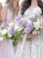 MACTING Artificial Lavender Flowers 30PCS Real Touch Fake Flowers with Stem Soft Foam Roses DIY Wedding Bouquet Boutonniere Table Centerpieces Party Spring Summer Home Decor