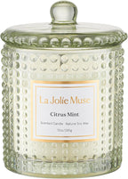 LA JOLIE MUSE Citrus Mint Candle, Summer Candles for Home Scented, Luxury Eucalyptus Candles Gifts for Women & Men, Natural Soy Wax, 75 Hours 10 OZ