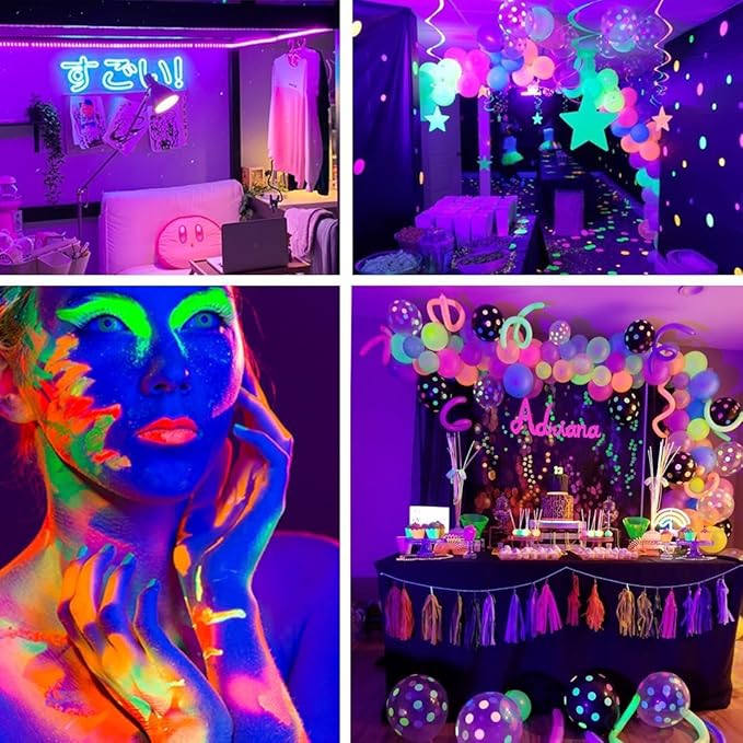 50 Foot Black Light Strips & Remote, Dimmable Flexible Blackights Strip Lights for Glow Party Body Paint Birthday Bedroom Room Fluorescent Tapestry Poster, Non-Waterproof 900 LEDs 50ft/15M