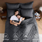 HEVUMYI King Comforter Set - 7-Piece All Season Bed in a Bag King, Ultra Soft Bedding Set with Comforter, Flat Sheet, Fitted Sheet, Pillowcases, Pillow Shams, Dark Grey