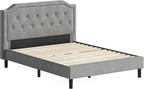 ZINUS Kellen Upholstered Scalloped Platform Bed Frame, Mattress Foundation, Wood Slat Support, No Box Spring Needed, Easy Assembly, Full