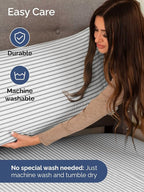 Extra Deep Twin Sheet Set - 4 Piece Breathable and Cooling Sheets - Hotel Luxury Bed Sheets Set - Easy Fit - Soft, Wrinkle Free and Comfy Sheets Set - Grey Striped Sheet Set with Extra Deep Pockets