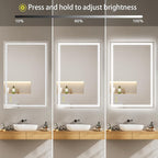 24x36Inch LED Mirror for Bathroom Anti-Fog 3 Colors Dimmable Lighted Mirror Wall Mounted Bathroom Mirror with Lights Horizontal/Vertical Smart Bathroom Mirror