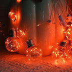 YOLIGHT Wishing Ball Curtain Lights 200 LED Window Curtain String Lights with Remote, USB Battery Powered Twinkle Globe Fairy Lights for Party Bedroom Christmas Halloween Decoration (Orange)