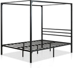 ZINUS Patricia Black Metal Canopy Platform Bed Frame, Mattress Foundation with Steel Slat Support, No Box Spring Needed, Easy Assembly, Queen