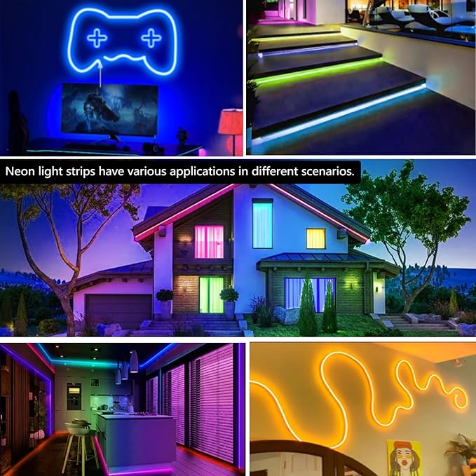 80FT Neon Rope Lights,Flexible Led Rope Light Control with App/Remote,Multiple Modes,Music Sync,IP65 Outdoor RGB Led Strip Lights Waterproof