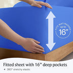 LuxClub 4 PC Sheet Set Bed Sheets Deep Pockets 16" Eco Friendly Wrinkle Free Cooling Machine Washable Hotel Bedding Silky Soft - Marine Blue King