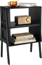 Pipishell Bedside Tables, Stackable Bamboo Nightstands, Bamboo Side Tables for Bedroom & Living Room, End Table Night Stands, Set of 2, Black,PIET01B