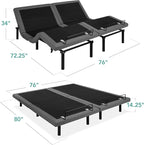 Best Choice Products Ergonomic Split King Size Adjustable Bed Frame, Electric Base w/Wireless Remote Control, Nightlight, Massager, 2 USB Ports