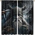 Fantasy Norse Viking Curtains - Cool Gothic Vintage Vikings Mystical Symbol Eagle Thermal Insulated Blackout Curtains - Rod Pocket Window Treatment Drapes for Bedroom 2 Panels 45L x 21W