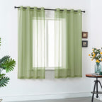 DUALIFE 54 Inch Length Sage Green Sheer Curtains for Kitchen Window 2 Panels Set Home Decoration Spring Window Treatments for Living Room Bathroom Dining Room St Patric Day Decor 52X54 Inhces Long