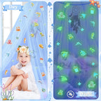 South to East Bed Canopy for Children with Glowing Marine Life, Blue Bed Curtains for Kids & Toddler Beds, Twin, Full & Queen, Mosquito Net Canopy for Boys Bedroom