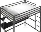Novogratz Maxwell Metal Full Loft Bed with Desk & Shelves, Gray/Black