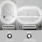 Oval LED Bathroom Mirror with Light 40" x 30", Oval Lighted Mirror for Bathroom,Pill-Shaped Frameless Oval Bathroom Mirror with Light,3 Color,Dimmable,Anti-Fog(Horizontal/Vertical)