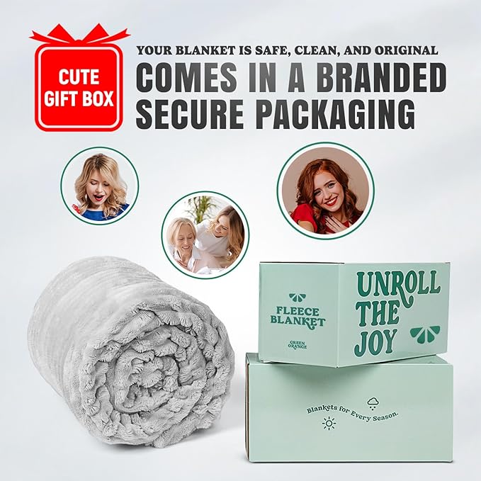 GO Premium Cozy Soft King Size Blanket for Couch, Bed - Light Gray Fleece for Living Room, Bedroom, Home Decor - Large (90x108 Inches)