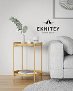 EKNITEY 2 Tier Side Table - Metal end Table Waterproof Small Sofa Coffee Side Tables Bedroom Indoor Outdoor with Removable Tray for Living Room Bedroom Balcony and Office