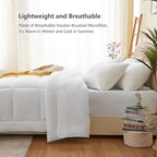 CozyLux King Size Comforter Set White, 7 Pieces Bed in a Bag, White Comforter King Size, All Season Bedding Sets with Stitch Quilted Comforter, Flat Sheet, Fitted Sheet, Pillowcases