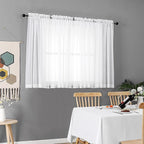 Chyhomenyc White Sheer Curtains 45 Inch Long 2 Panels, Short Voile Drapes for Dinning Small Windows Bathroom Living Room Bedroom, Rod Pocket, 42Wx45L Inches