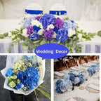 Hydrangea Artificial Flowers, 20 Pcs Royal Blue Hydrangea Artificial Flowers Bulk, Faux Hydrangea Flowers for Outdoor, Fake Silk Hydrangea Flowers with Stems for Wedding Decoration Decor