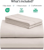 LuxClub 4 PC Sheet Set Bed Sheets Deep Pockets 16" Eco Friendly Wrinkle Free Cooling Machine Washable Hotel Bedding Silky Soft - Linen Queen