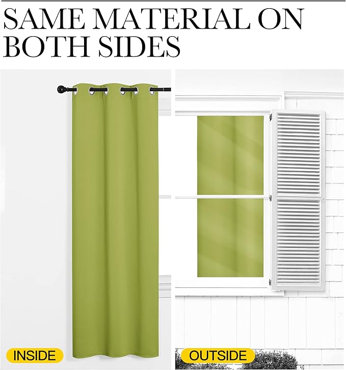 NICETOWN Blackout Curtains 50 inches Length for Laundry Room, Fresh Green, 2 Panels, 42" Wide, Thermal Insulated Decoration Drapes for Short Window