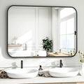 HARRITPURE Rectangular Bathroom Mirror 40''x30'' Black Bathroom Wall Mirror Aluminum Frame Wall-Mounted Mirrors for Entryway Bedroom Living Room