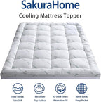 Mattress Topper King Size, Cooling Thick Breathable Viscose Made from Bamboo Mattress pad, Soft Quilted Fitted Mattress Cover with Down Alternative Fill (8-21”Deep Pocket)