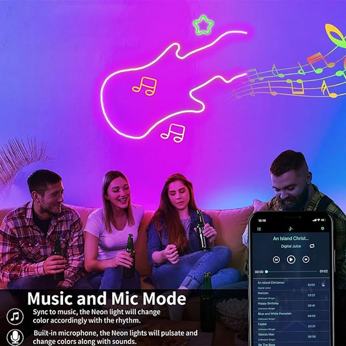100FT (2 Rolls 50FT) Neon Rope Lights,Flexible Led Rope Light Control with App/Remote,Multiple Modes,Music Sync,IP65 Outdoor RGB Led Strip Lights Waterproof