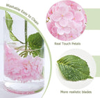 Waipfaru 4Pcs Real Touch Hydrangea Artificial Flowers, Pink & White Fake Hydrangea Flowers, 21" Lifelike Latex Faux Hydrangea Flowers for Wedding Bouquet Home Decor Centerpieces