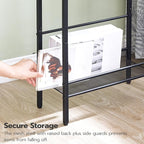 HOOBRO Small Narrow Side Table with Charging Station, Skinny End Table for Small Spaces, Slim Nightstand with USB Ports Outlet, Sofa Beside Table with Storage Shelf, Black BB102UBZ01