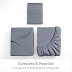 Mellanni Twin Sheets Set - 3 PC Iconic Collection Bedding - Hotel Luxury, Extra Soft, Cooling Bed Sheets - Wrinkle, Fade, Stain Resistant (Twin, Mineral Gray)