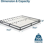 ZINUS Joseph 6 inch Metal Platform Bed Frame, Mattress Foundation, Wood Slat Support, No Box Spring Needed, Sturdy Steel Structure, King