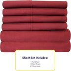 Cal King Size Bed Sheets - 6 Piece 1500 Supreme Collection Fine Brushed Microfiber Deep Pocket California King Sheet Set Bedding - 2 Extra Pillow Cases, Great Value, California King, Burgundy