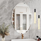 KOHROS Frameless Oval Mirror 20" x 28" Bathroom Wall Mirror w/Polished Beveled Edge, Anti-Rust, Tempered Glass (Silver)