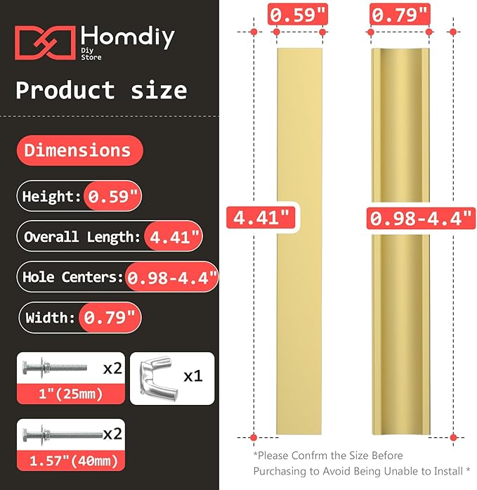 homdiy 25 Pack Adjustable Brushed Brass Cabinet Pulls 1" to 4" (25-102mm) Adjustable Hole Distance Drawer Pulls